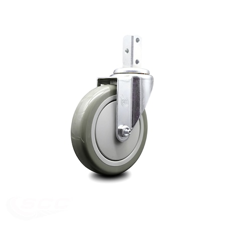 Service Caster 5 Inch Gray Polyurethane Wheel Swivel 3/4 Inch Square Stem Caster SCC SCC-SQ20S514-PPUB-GRY-34